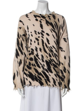 R13 Animal Print Crew Neck Sweater