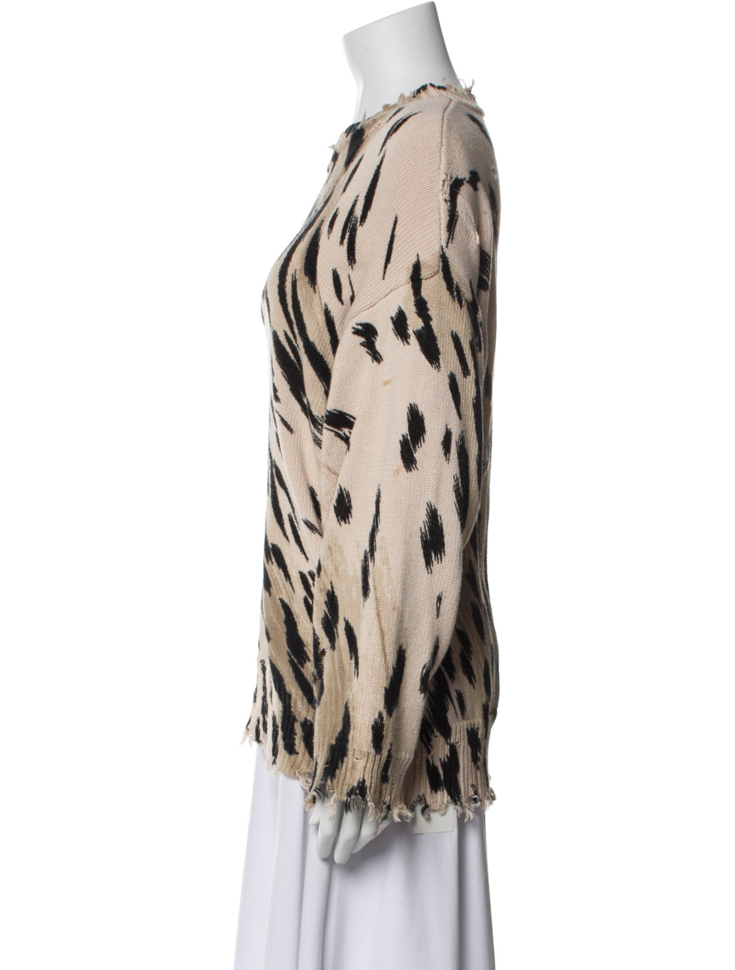 R13 Animal Print Crew Neck Sweater