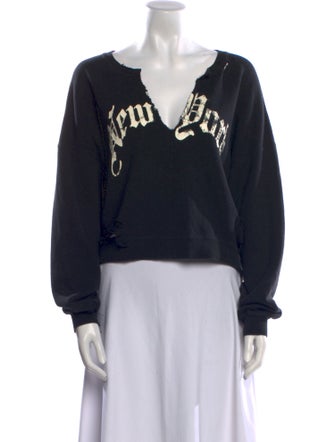 R13 Graphic Print V-Neck Sweatshirt