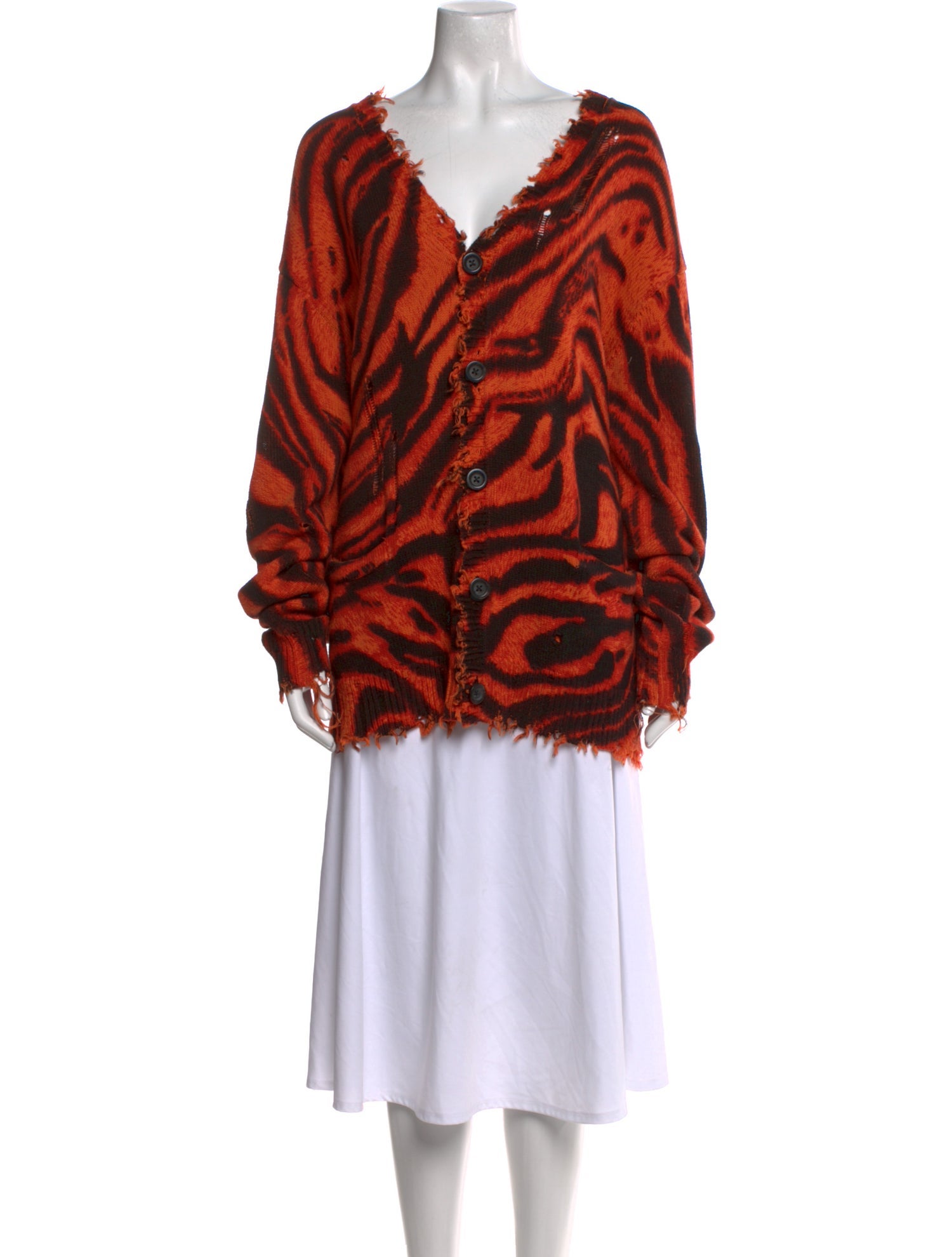 R13 Animal Print V-Neck Sweater