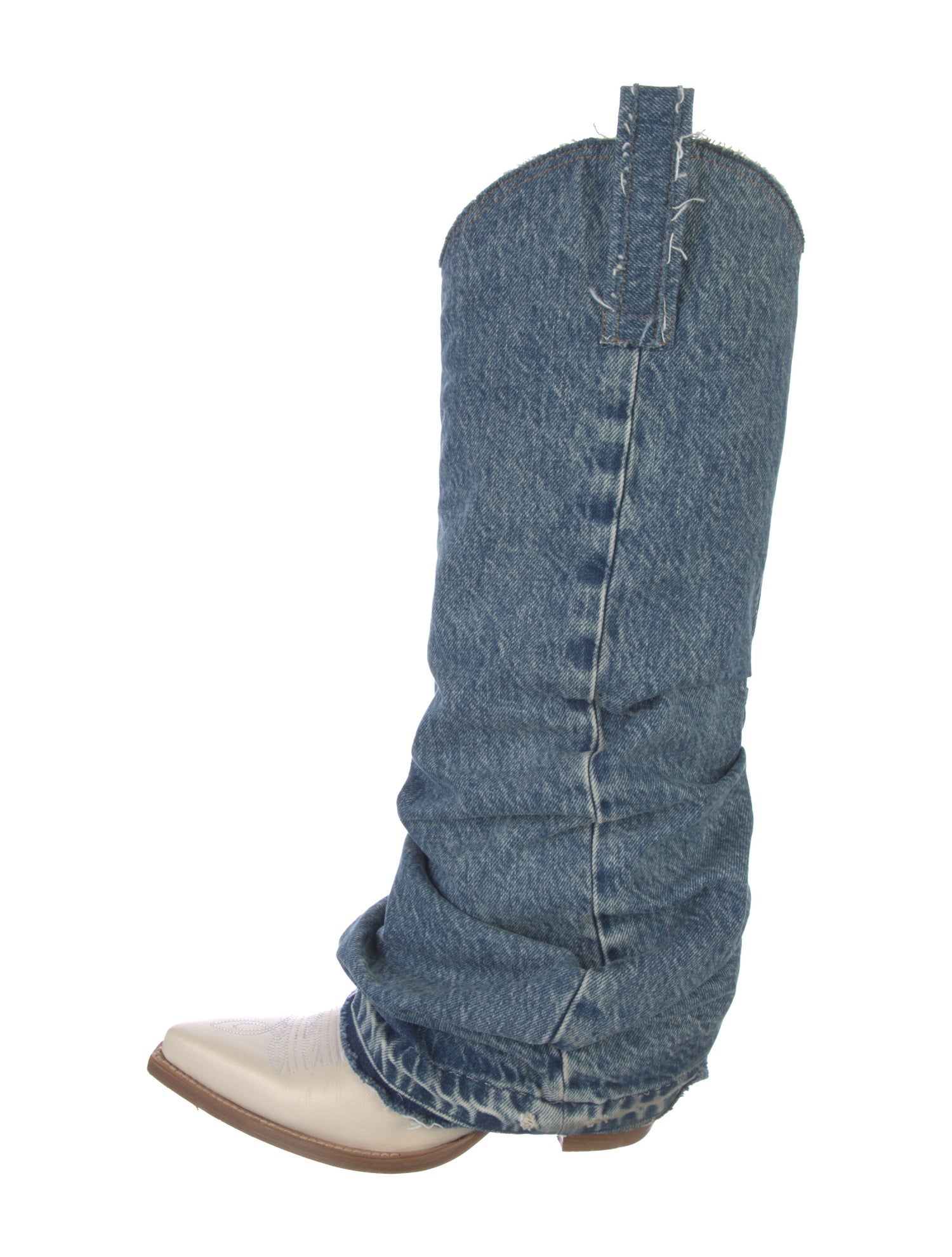 R13 Denim Embroidered Accent Western Boots