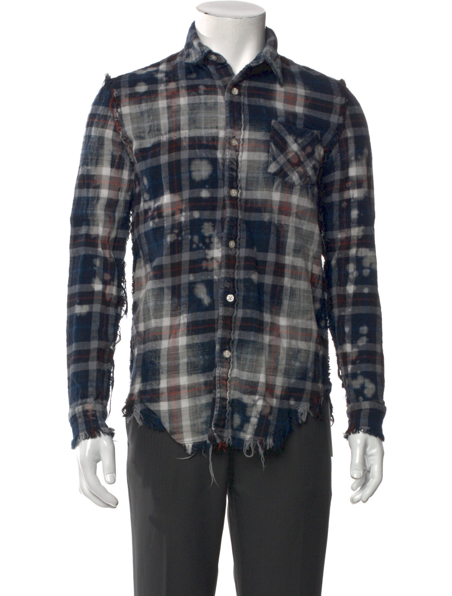 R13 Plaid Print Long Sleeve Shirt
