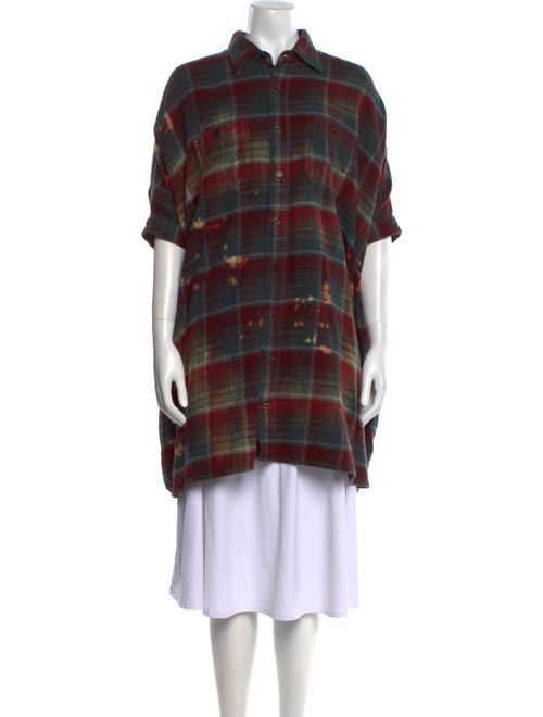 R13 Plaid Print Mock Neck Sweater