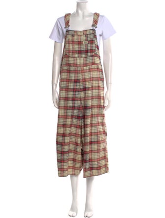 R13 Plaid Print Square Neckline Jumpsuit