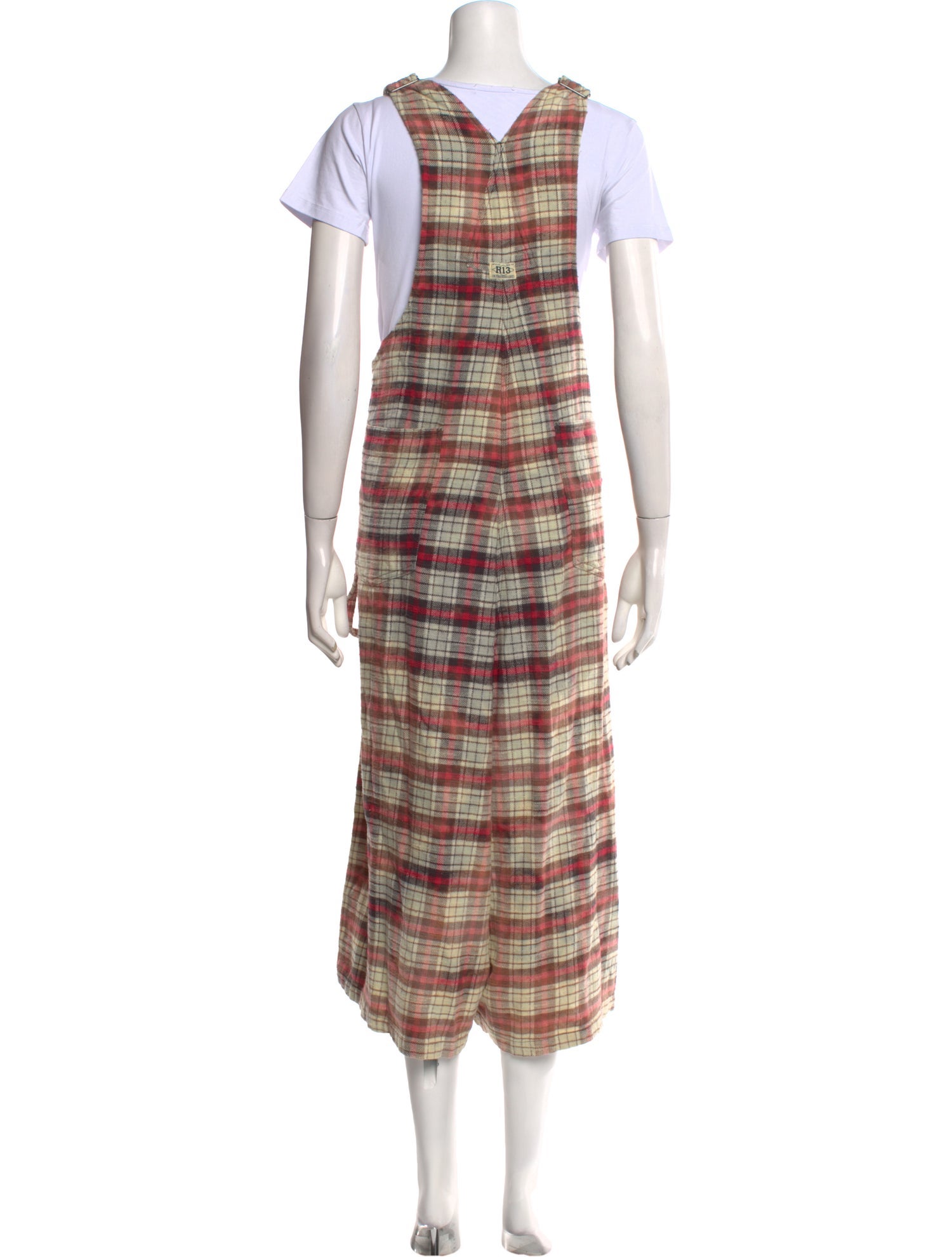 R13 Plaid Print Square Neckline Jumpsuit