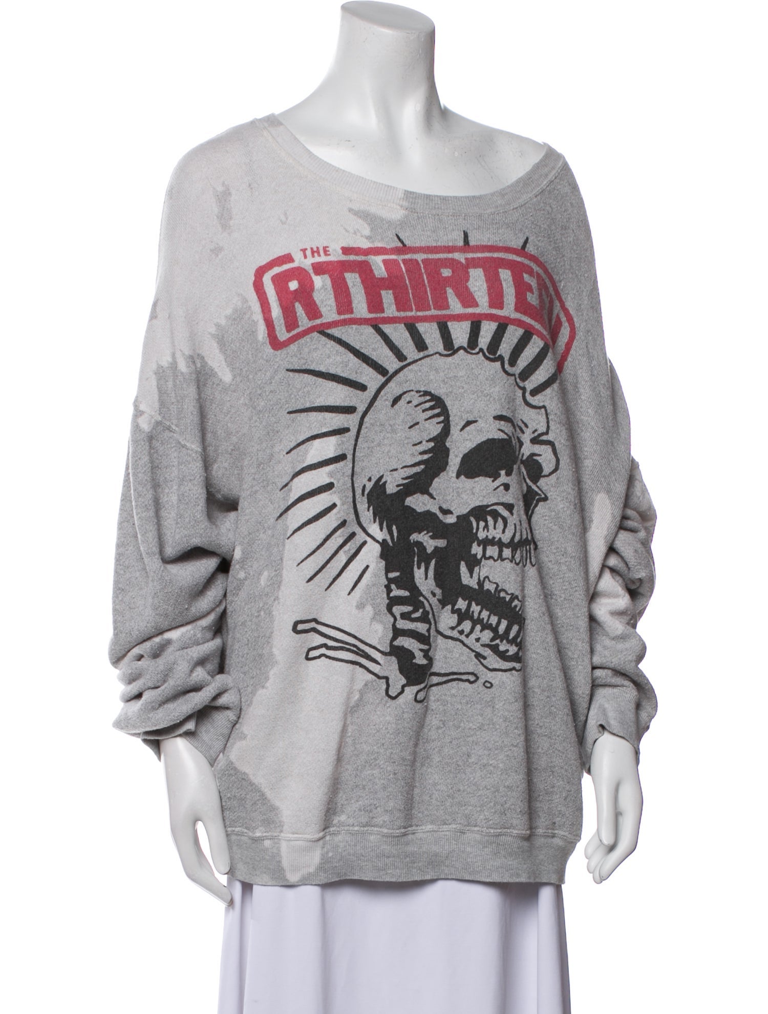 R13 Graphic Print Bateau Neckline Sweatshirt
