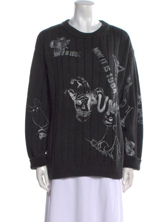 R13 Graphic Print Crew Neck Sweater
