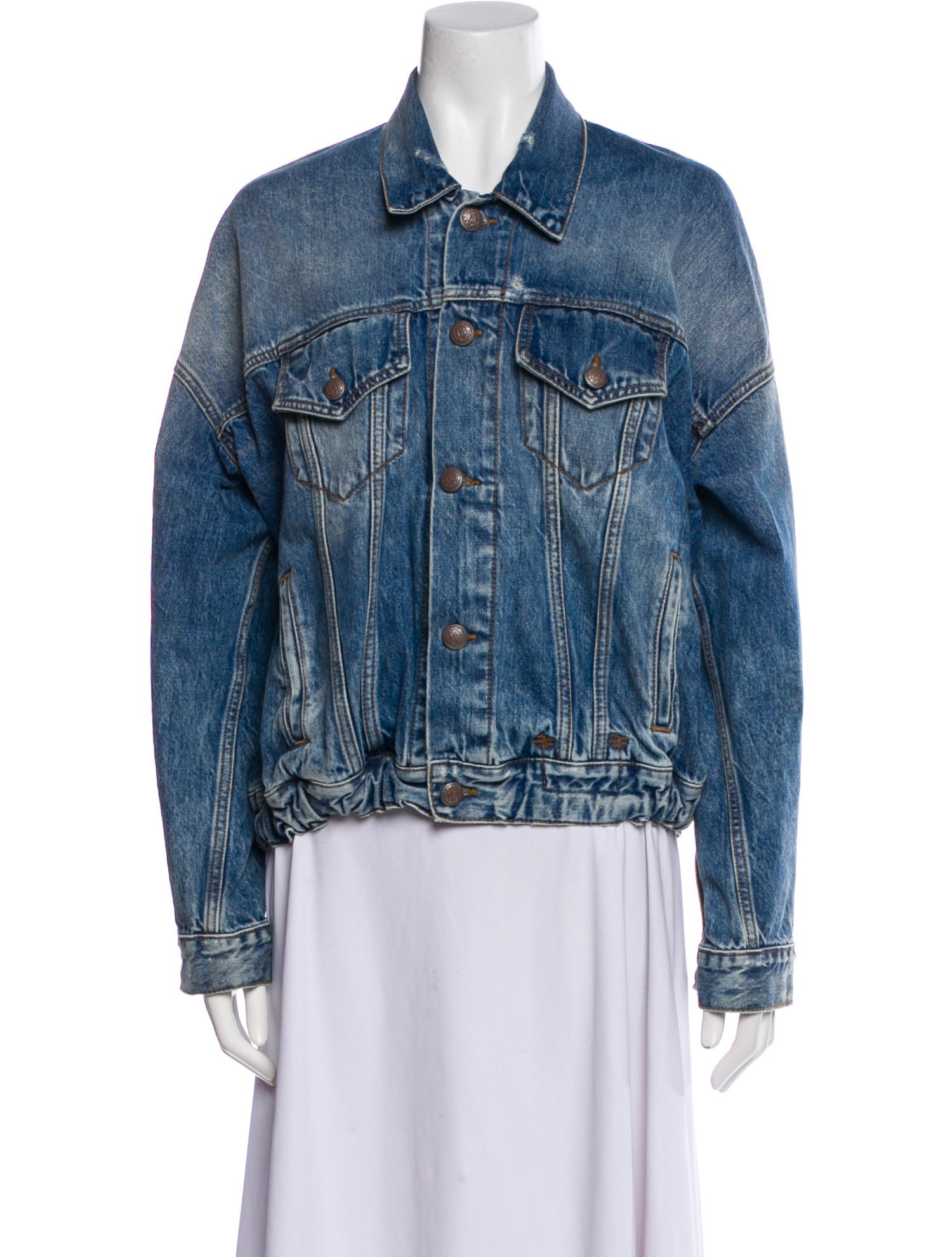 R13 Oversized Cinched Waist Trucker Denim Jacket
