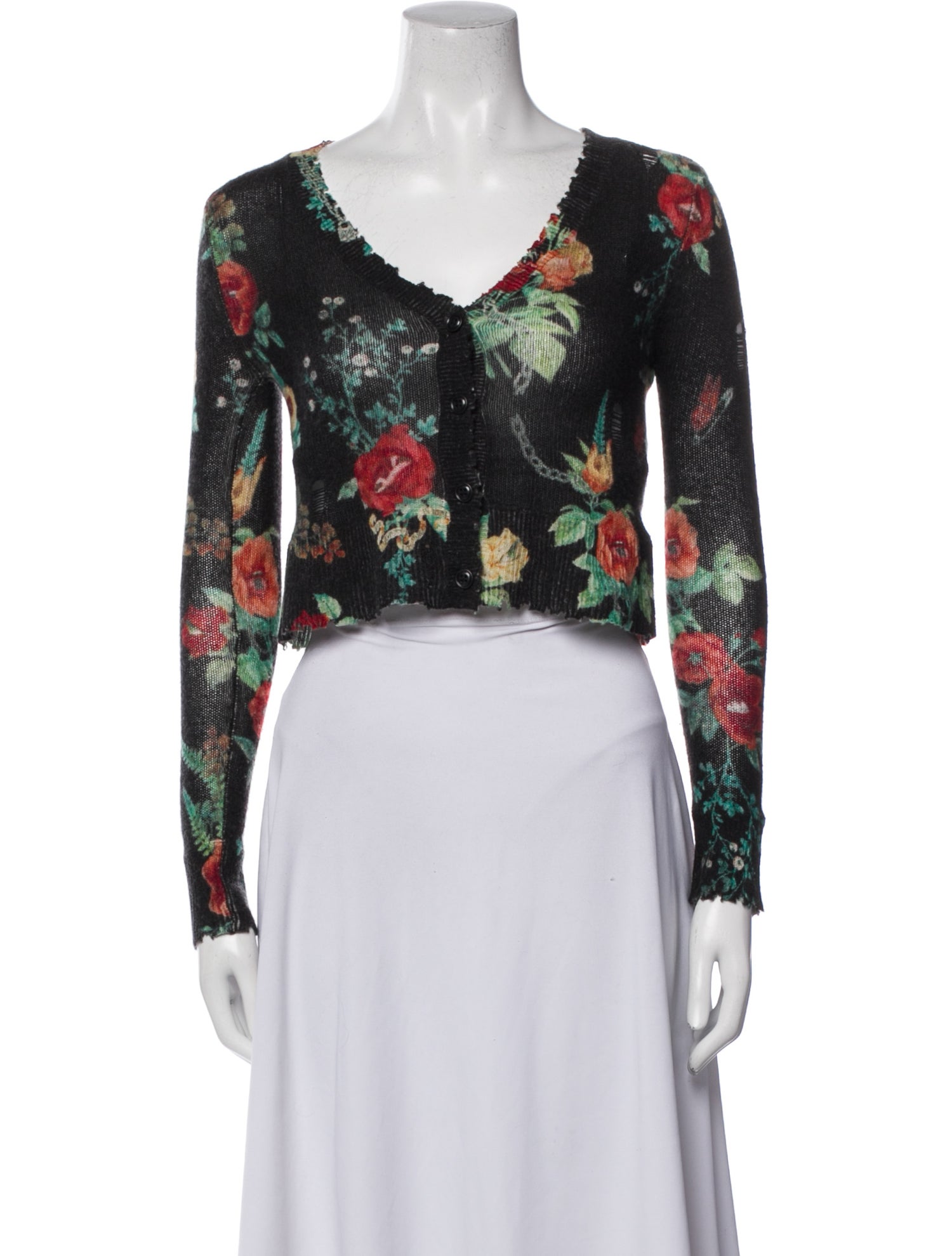 R13 Cashmere Floral Print Sweater