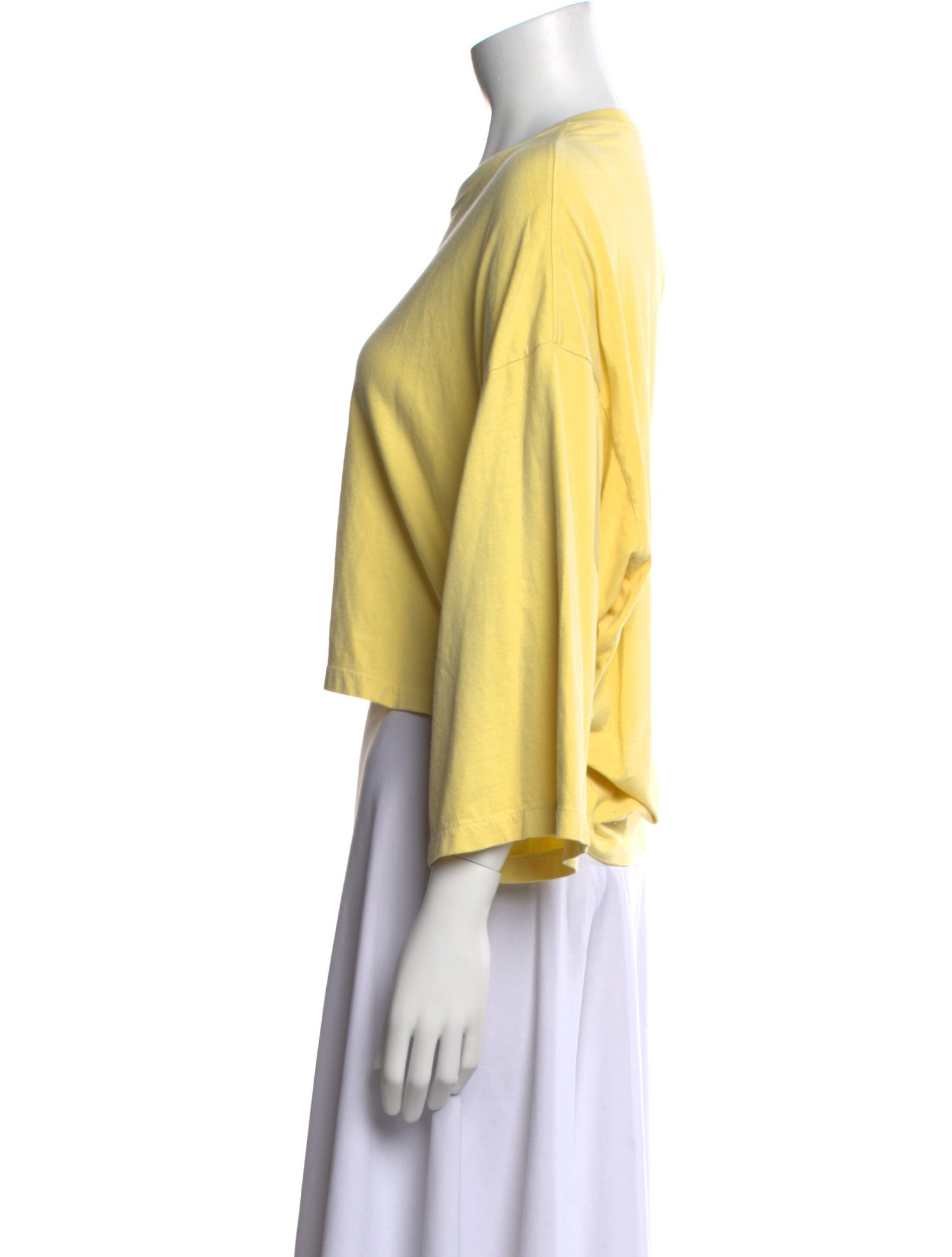 R13 Scoop Neck Three-Quarter Sleeve Crop Top