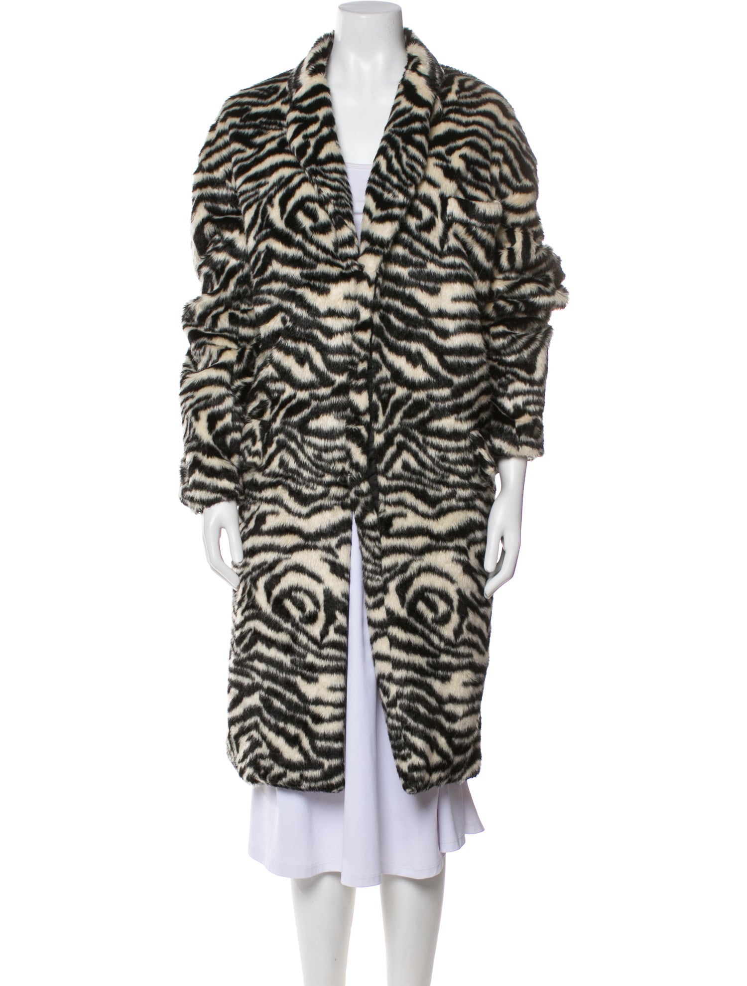R13 Faux Fur Animal Print Faux Fur Coat