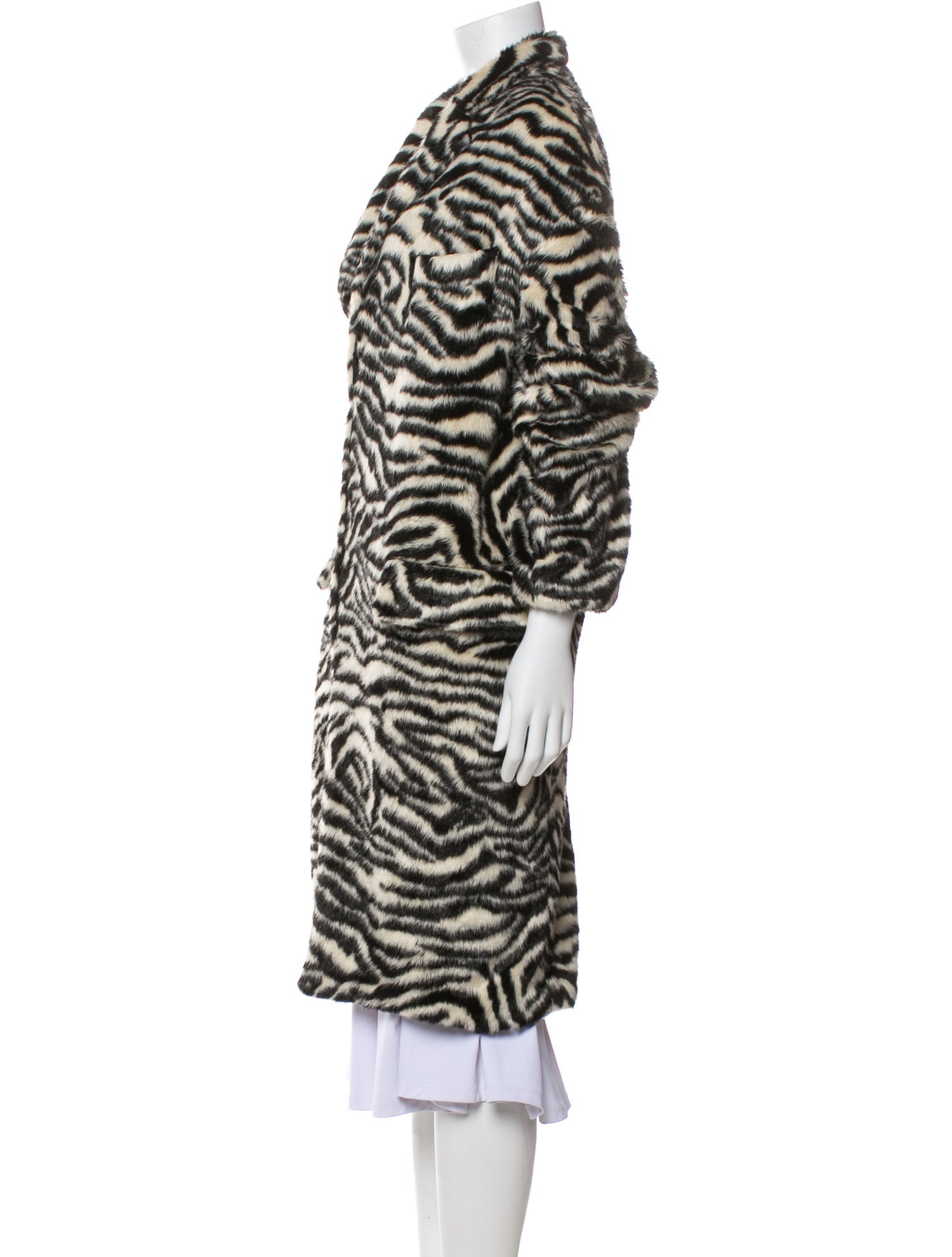 R13 Faux Fur Animal Print Faux Fur Coat