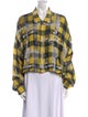R13 Plaid Print Long Sleeve Button-Up Top