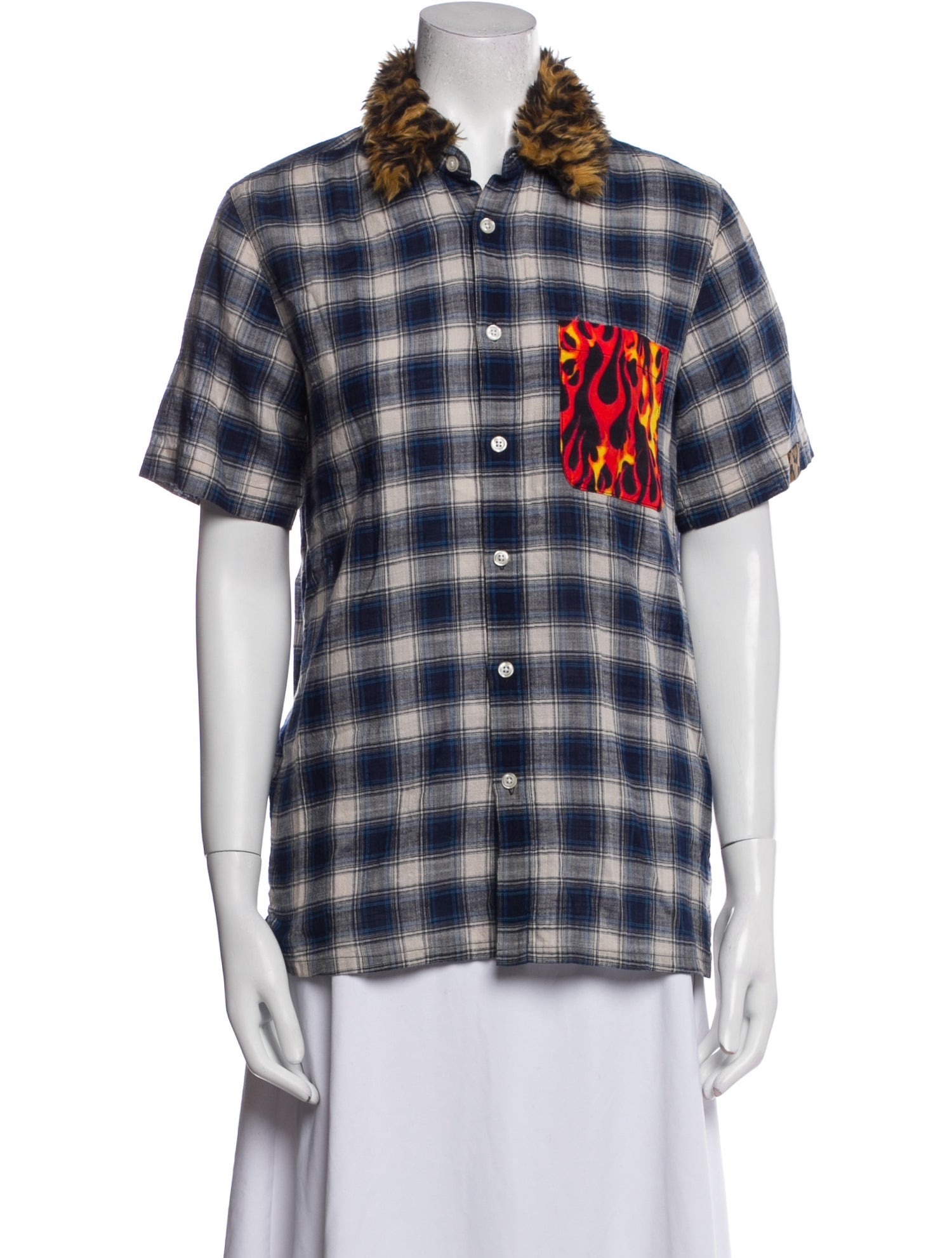 R13 Plaid Print Short Sleeve Button-Up Top w/ Tags