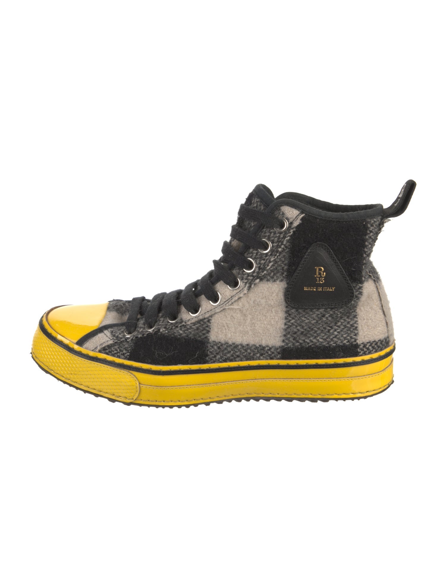 R13 Felt Plaid Print Chunky Sneakers
