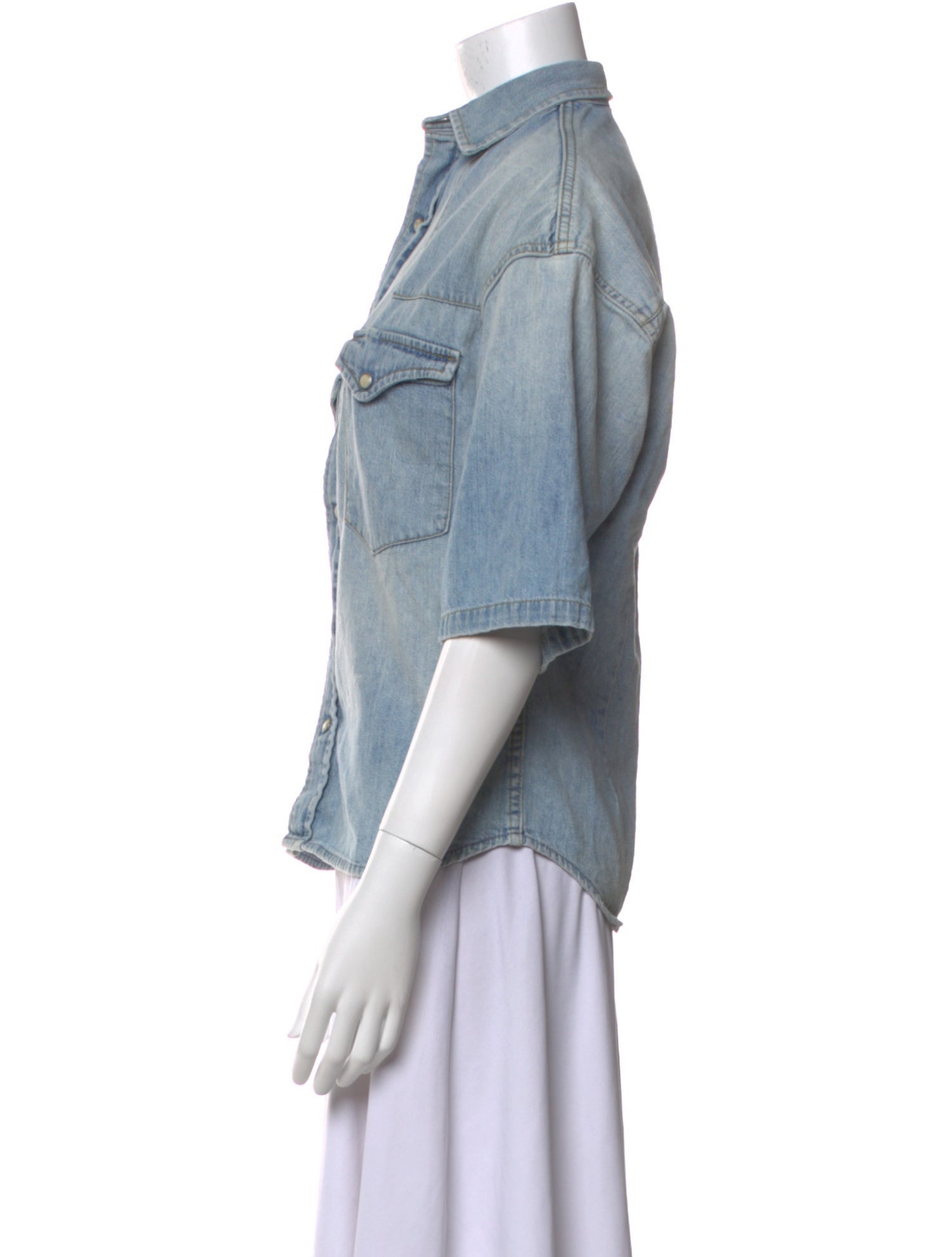 R13 Three-Quarter Sleeve Button-Up Top