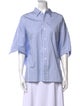 R13 Striped Three-Quarter Sleeve Button-Up Top