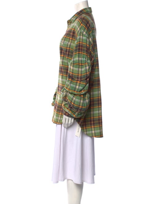 R13 Plaid Print Long Sleeve Button-Up Top