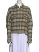 R13 Plaid Print Long Sleeve Button-Up Top