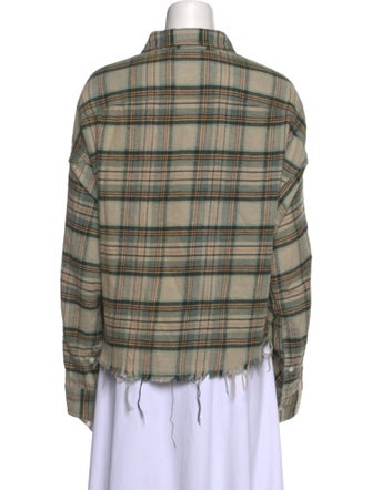R13 Plaid Print Long Sleeve Button-Up Top