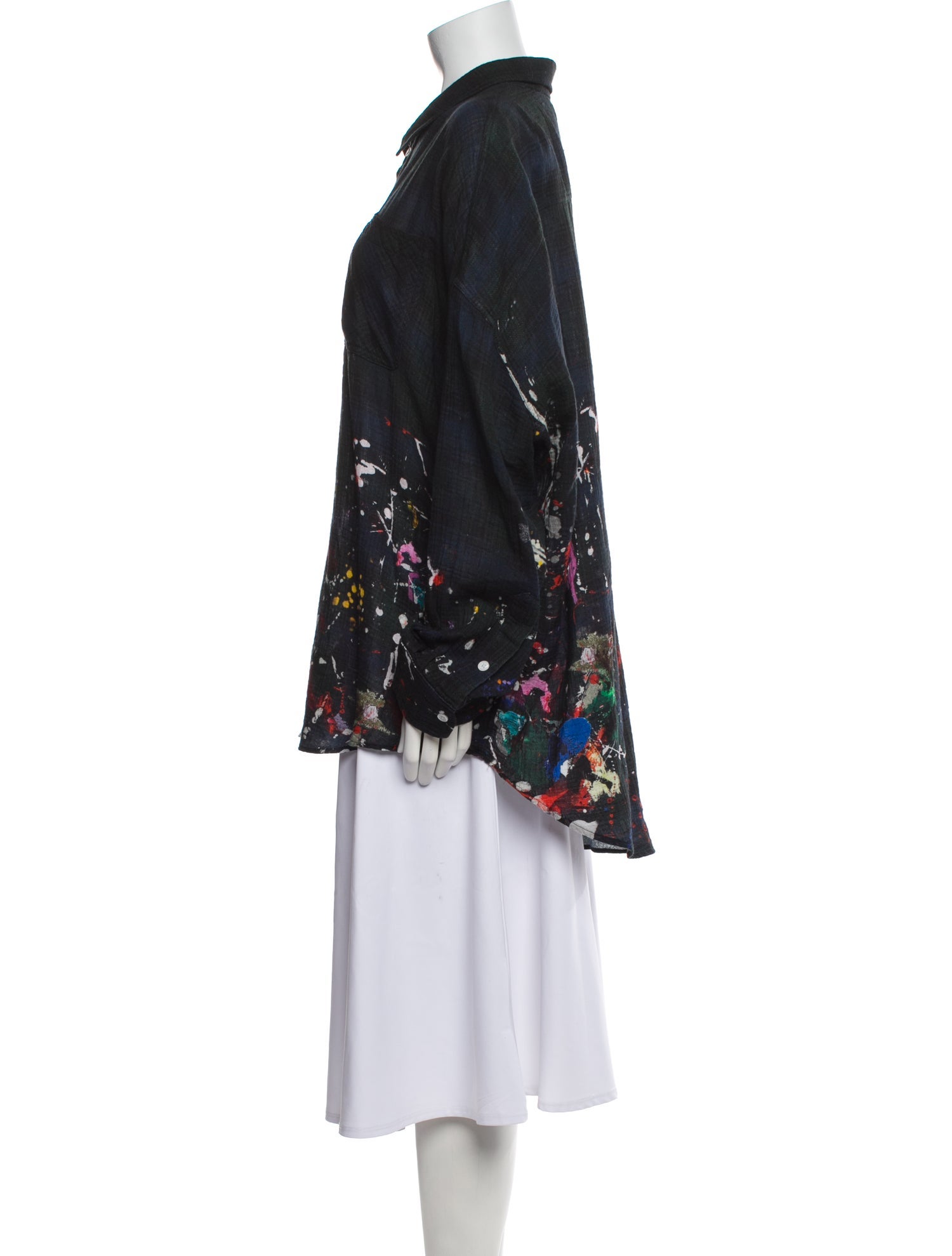 R13 Printed Long Sleeve Button-Up Top