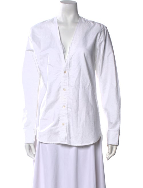R13 V-Neck Long Sleeve Button-Up Top