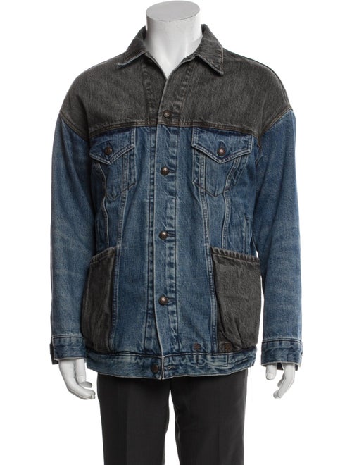 R13 Lacey Trucker Jacket Colorblock Pattern Denim Jacket