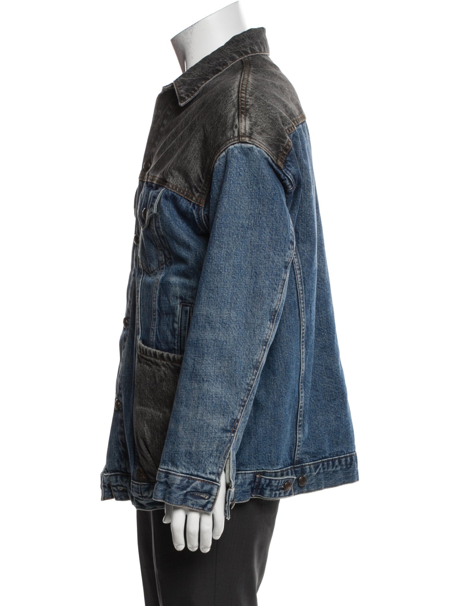 R13 Lacey Trucker Jacket Colorblock Pattern Denim Jacket