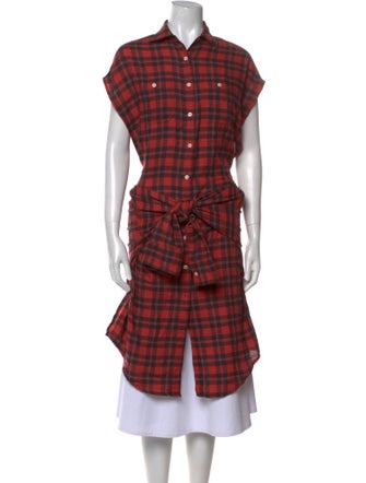R13 Plaid Print Short Sleeve Tunic