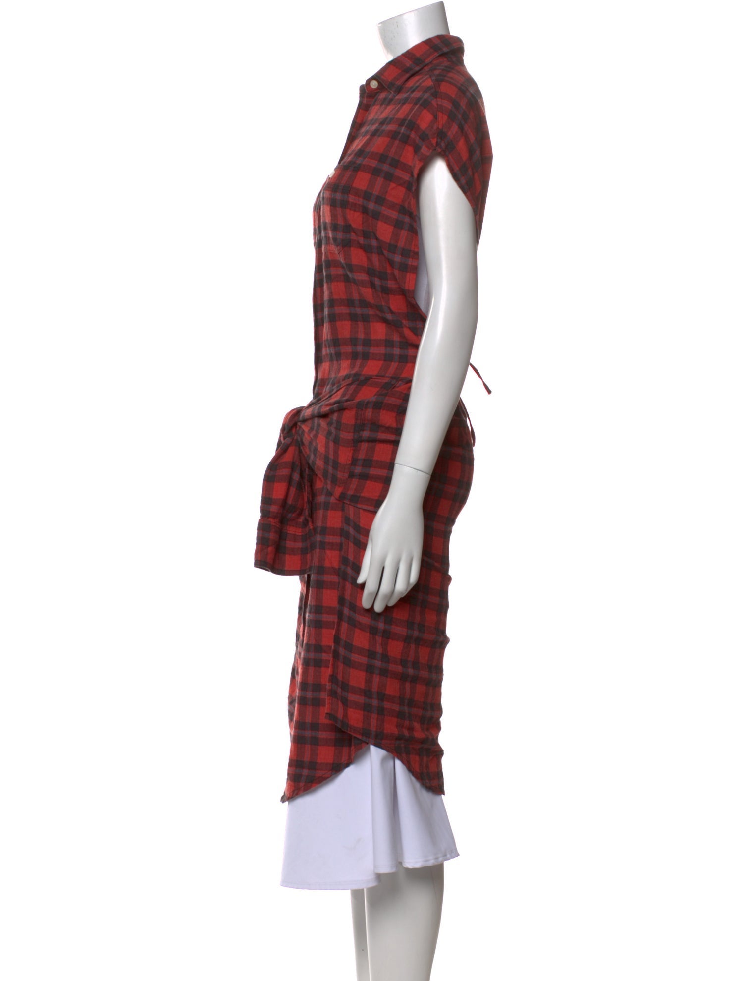 R13 Plaid Print Short Sleeve Tunic