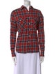 R13 Plaid Print Long Sleeve Button-Up Top