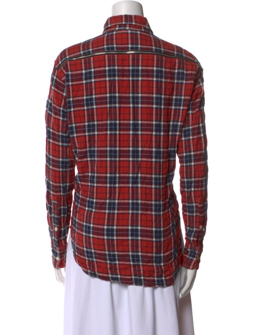 R13 Plaid Print Long Sleeve Button-Up Top