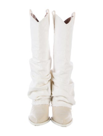 R13 Leather Embroidered Accent Boots