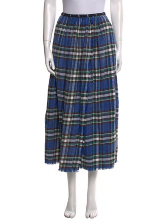 R13 Plaid Print Midi Length Skirt