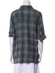 R13 Plaid Print Short Sleeve Button-Up Top