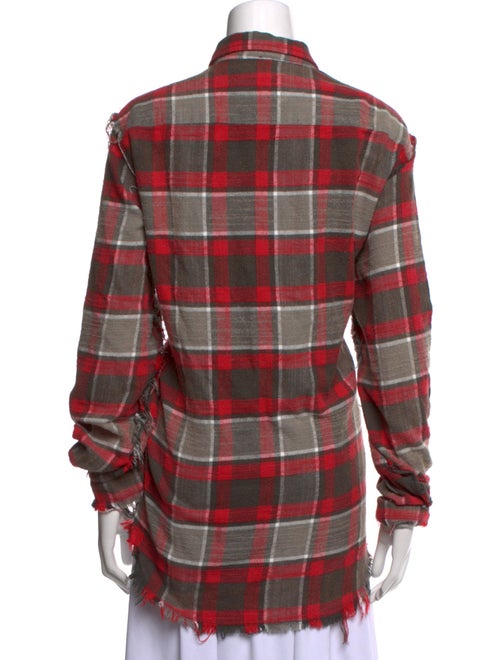 R13 Plaid Print Long Sleeve Button-Up Top