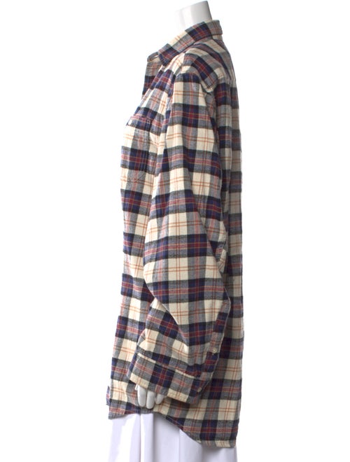 R13 Plaid Print Long Sleeve Button-Up Top