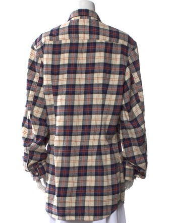 R13 Plaid Print Long Sleeve Button-Up Top