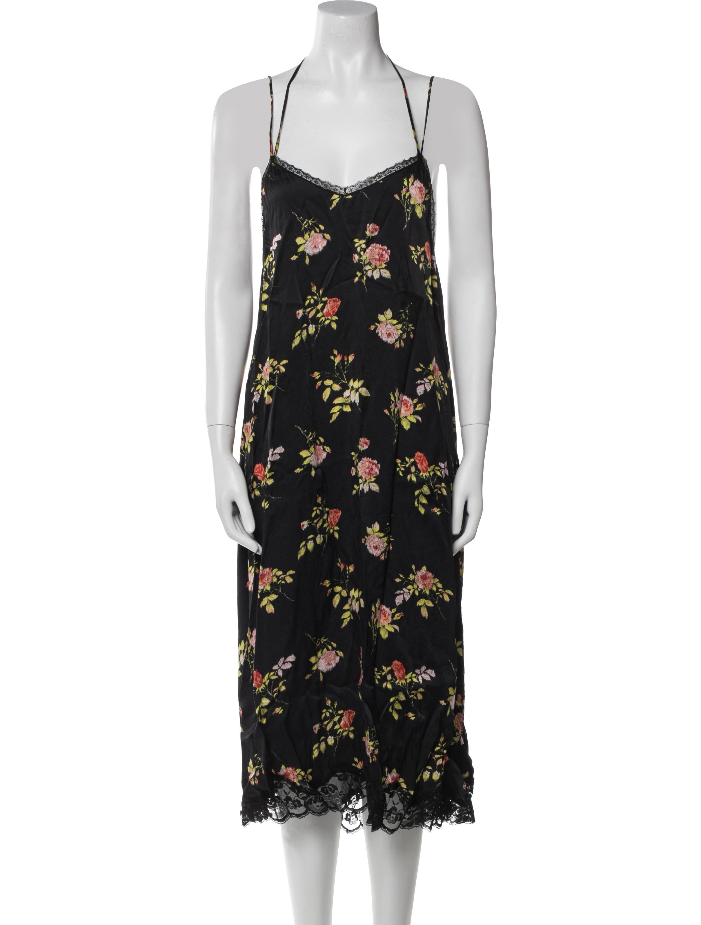 R13 Floral Print Midi Length Dress