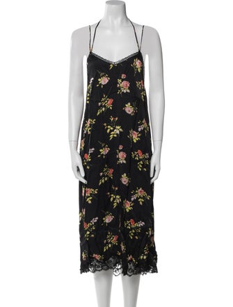 R13 Floral Print Midi Length Dress