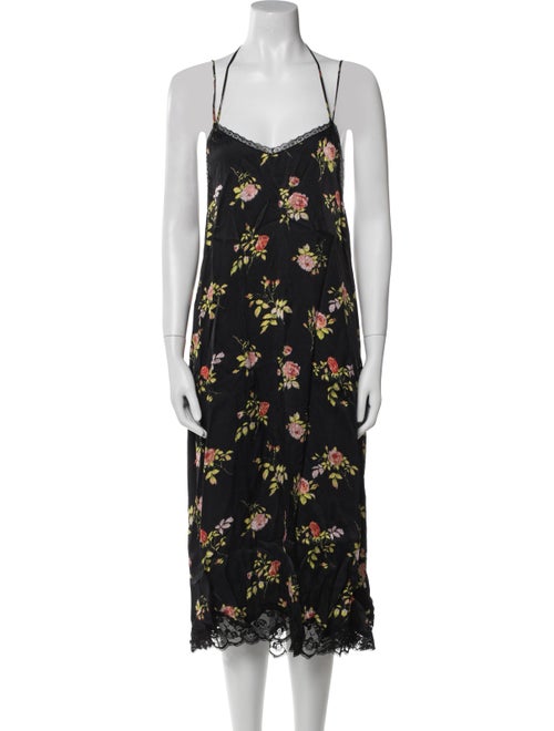 R13 Floral Print Midi Length Dress