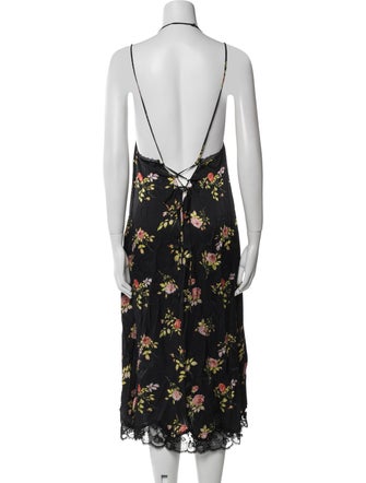 R13 Floral Print Midi Length Dress