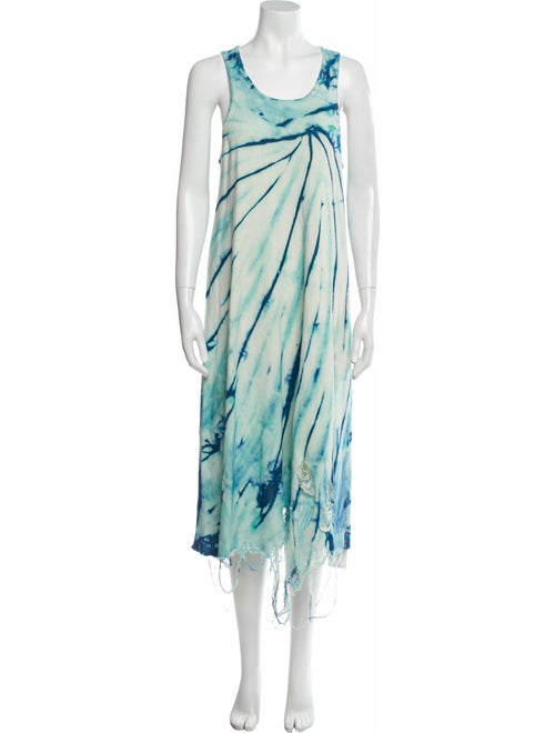 R13 Tie-Dye Print Midi Length Dress