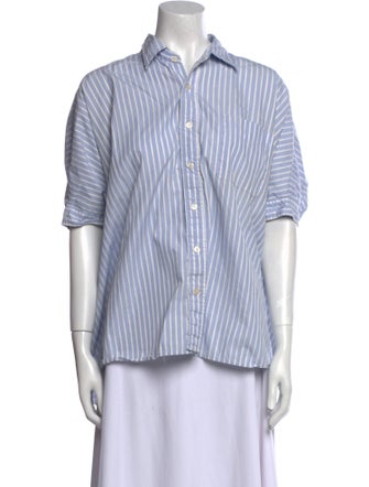 R13 Striped Short Sleeve Button-Up Top