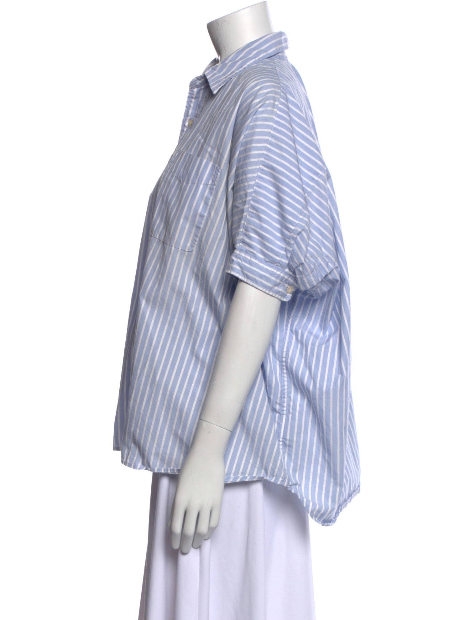 R13 Striped Short Sleeve Button-Up Top