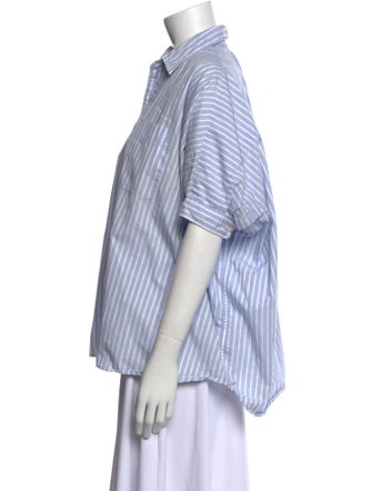 R13 Striped Short Sleeve Button-Up Top