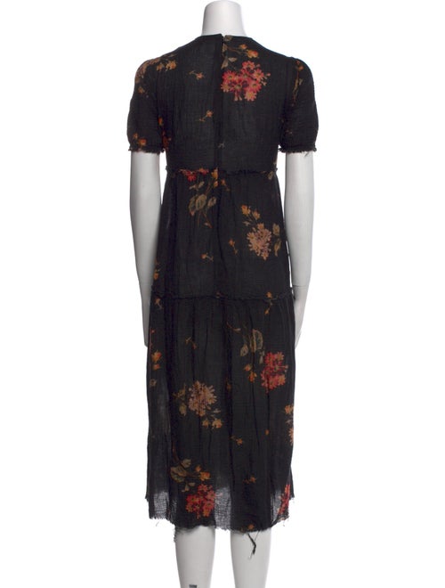 R13 Floral Print Midi Length Dress