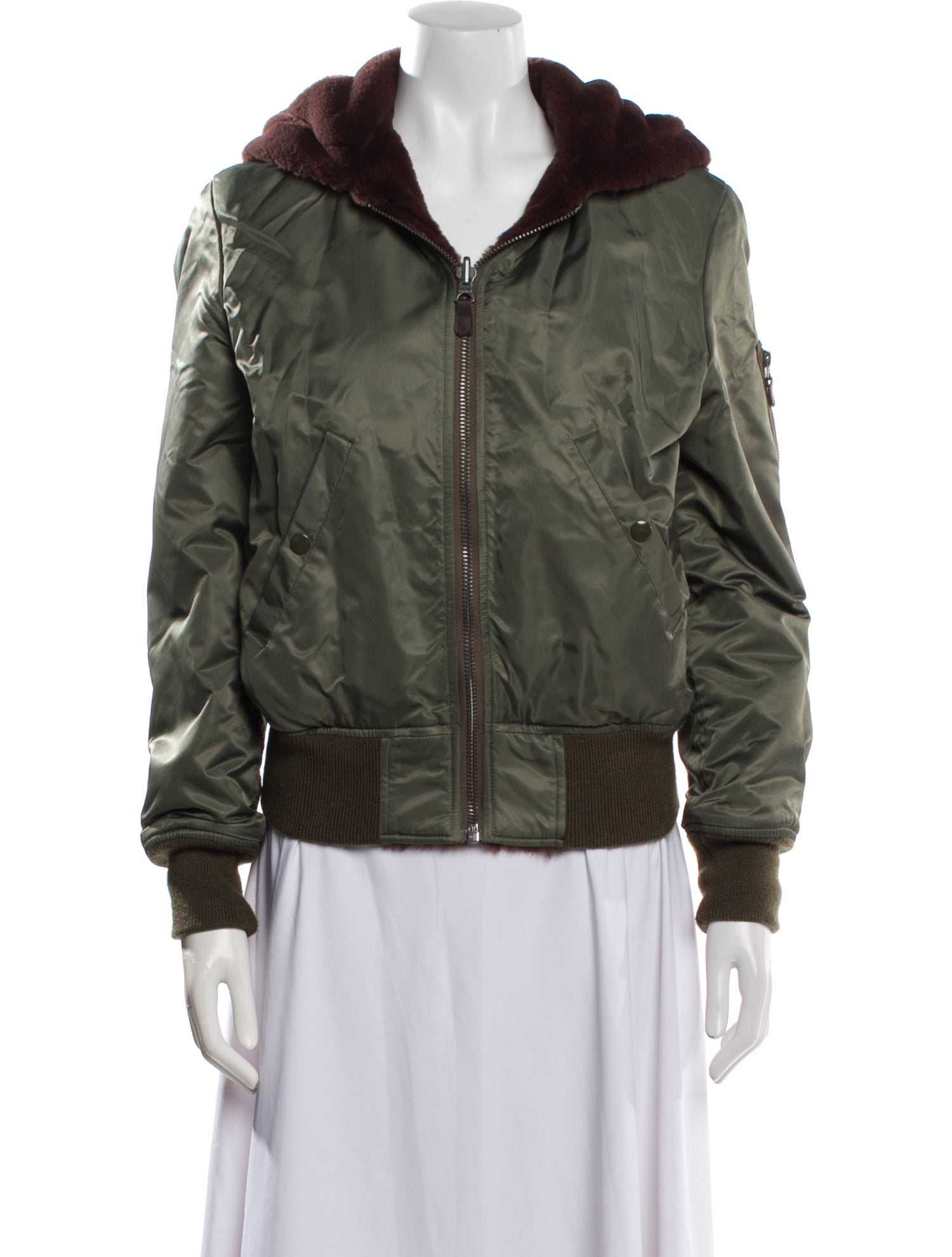 R13 Reversible Hooded Bomber Nylon Bomber Jacket