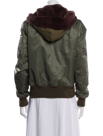 R13 Reversible Hooded Bomber Nylon Bomber Jacket