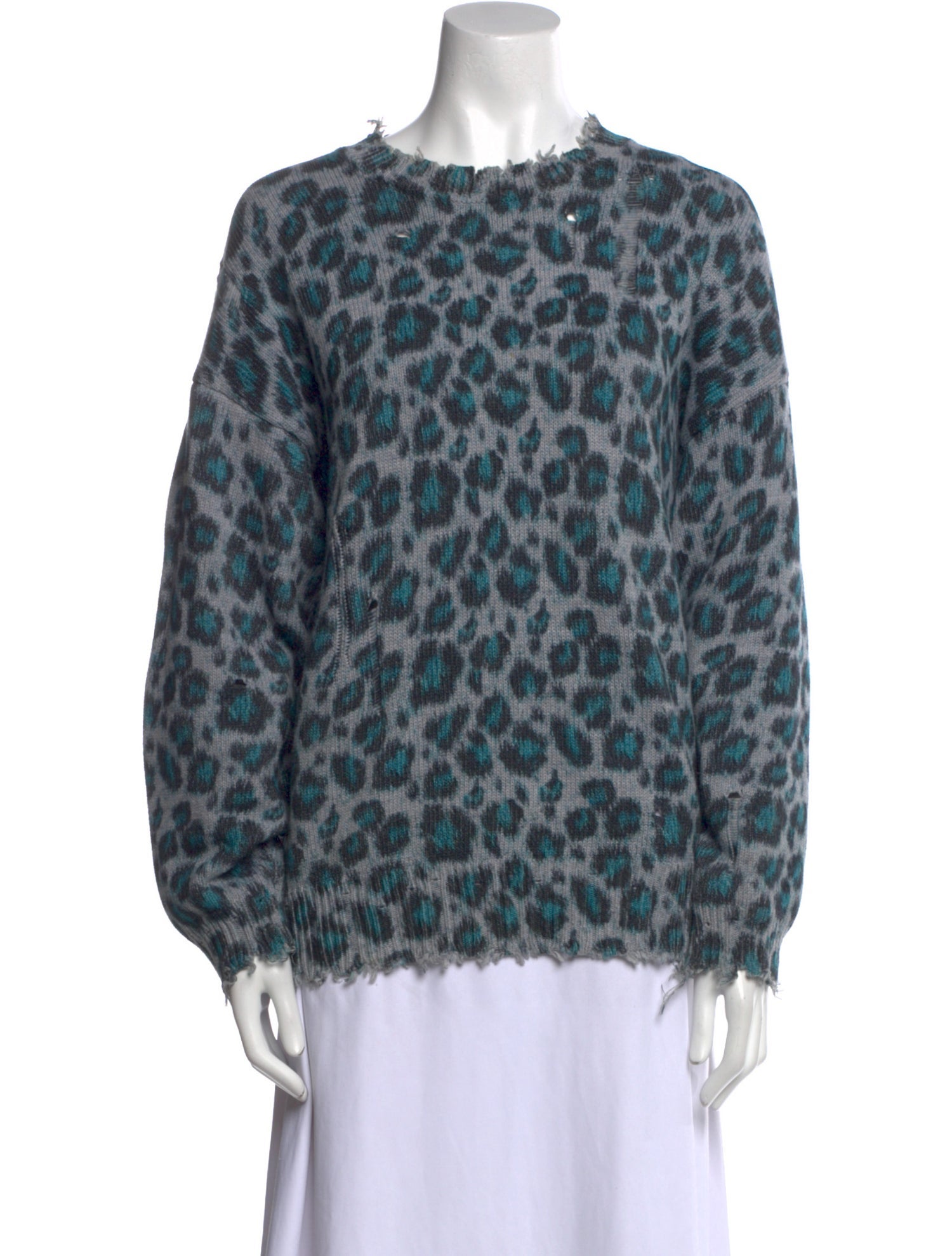 R13 Animal Print Crew Neck Sweater